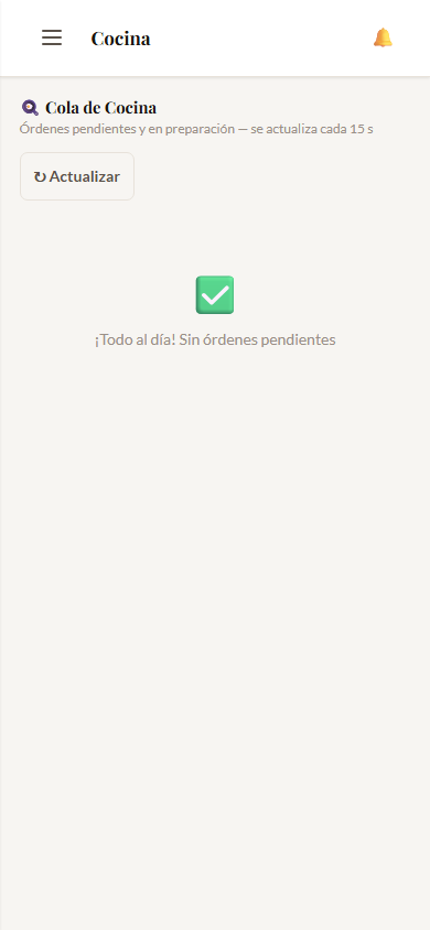 Panel de cocina con pedidos activos